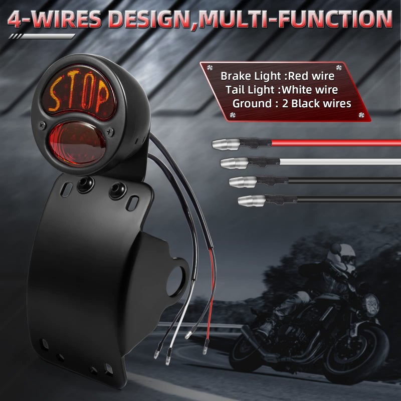 Amazicha LED License Plate Brake Light Tail Light with 1 Inch Axle Hole Curved Bracket Compatible for Harley Sporster Bobber Choppers - Image 4
